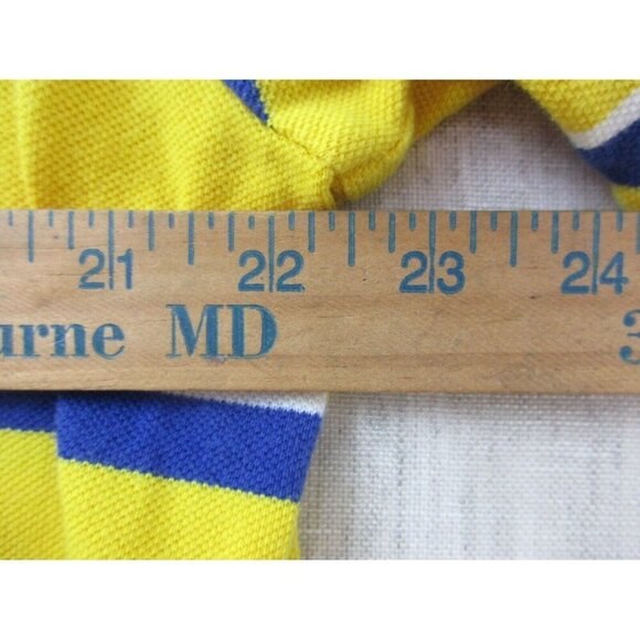 Polo‎ Ralph Lauren Polo Shirt Mens Large Yellow Striped Collared High Low Slit - Picture 8 of 10